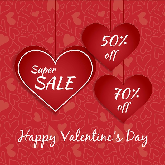 Sale banner Shape of a red heart Valentine's day concept in paper cut style