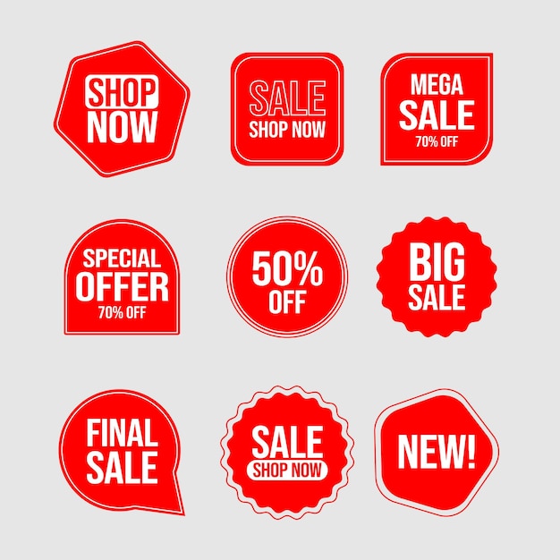 Sale banner sticker, shopping clipart set