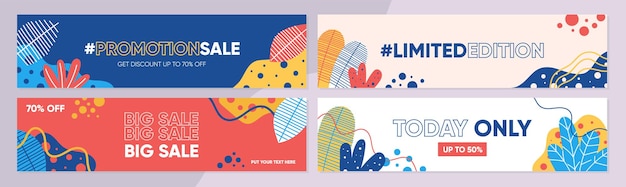 Vector sale banner template collection for promotion sale with natural colorful concept