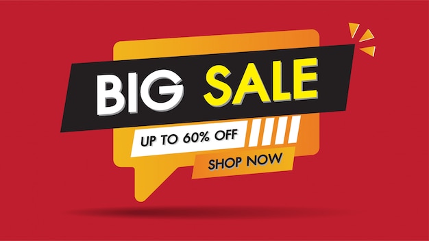 Sale banner template design with 60% big sale special discount