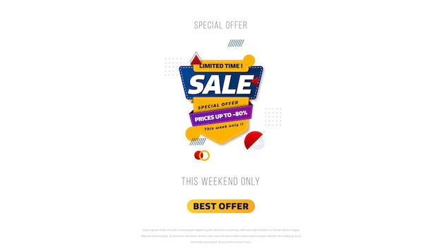 Sale banner template design with geometric background , Big sale special offer up to 80% off. Super Sale, end of season special offer banner. vector illustration.