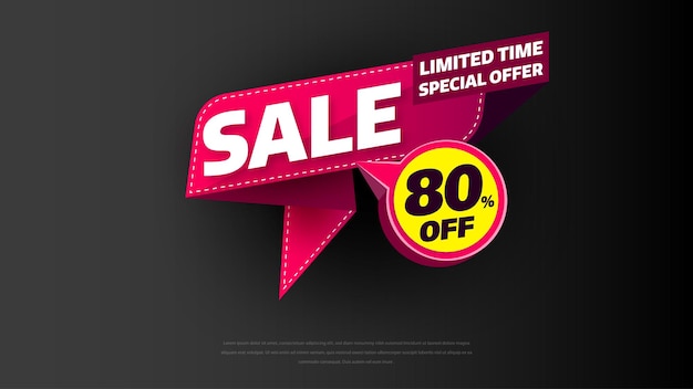 Sale banner template design with geometric background , Big sale special offer up to 80% off. Super Sale, end of season special offer banner. vector illustration.