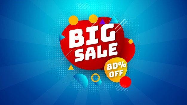 Sale banner template design with geometric background , Big sale special offer up to 80% off. Super Sale, end of season special offer banner. vector illustration.