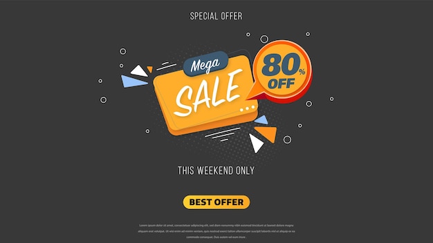 Vector sale banner template design with geometric background big sale special offer up to 80 off super sale end of season special offer banner vector illustration