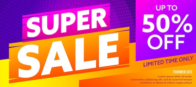 Sale banner template design with up to 50 percent off