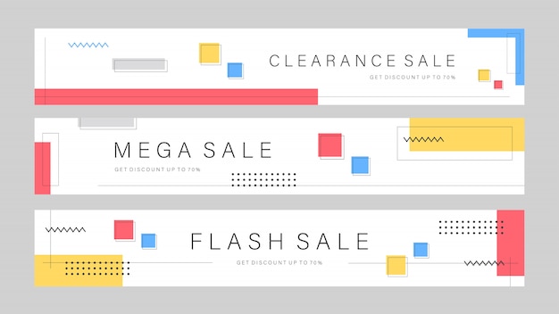 Vector sale banner  template with geometric shapes