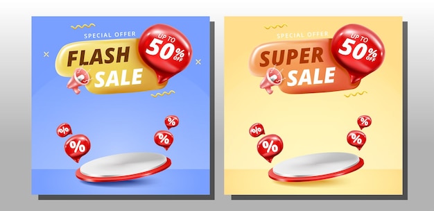 sale banner template with percent icon design