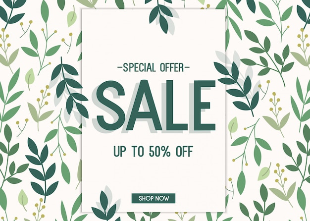 Sale banner with botanical elements