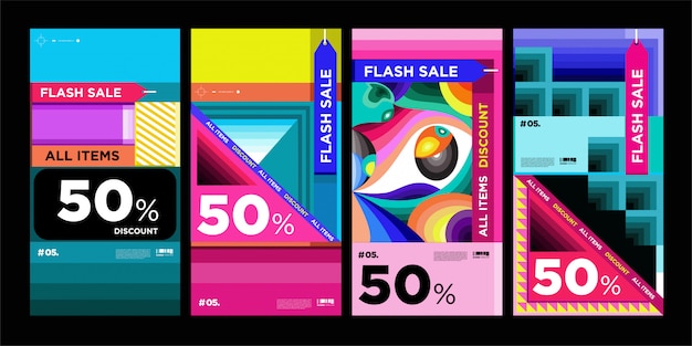 sale banner with geometrics shapes