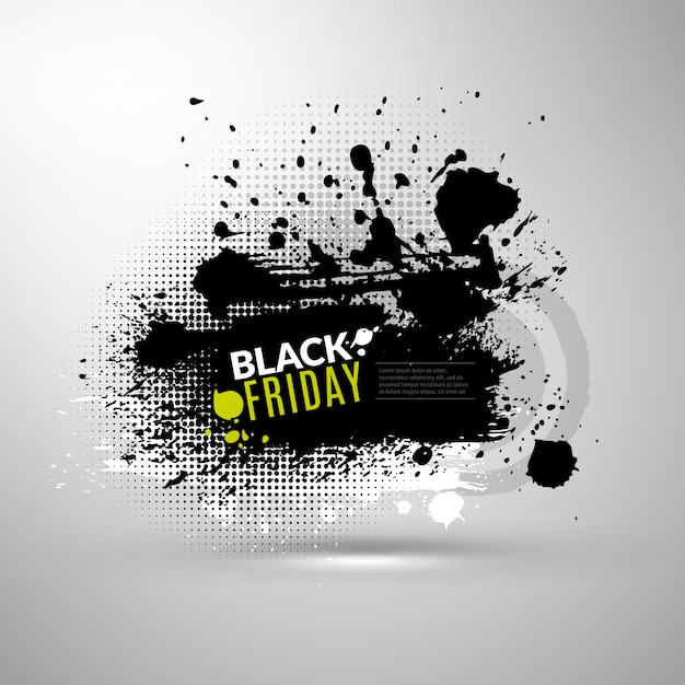 Vector sale banner with ink splashes on background