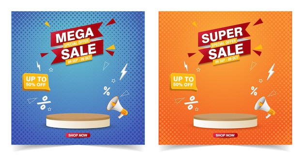 Sale banner with podium template design