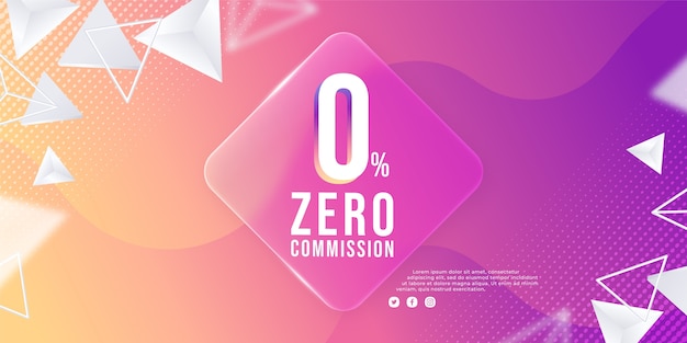 Vector sale banner zero commission template design