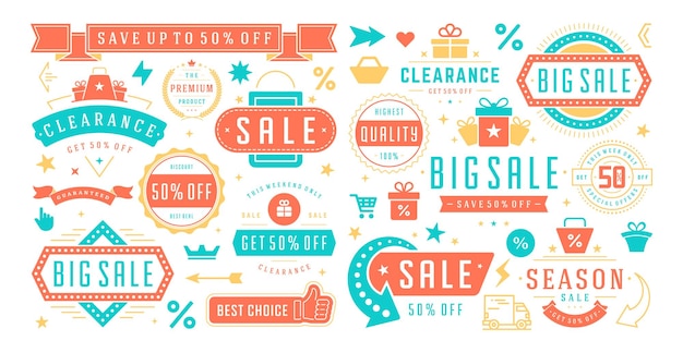 Vector sale banners special offers templates and discount stickers design elements set vector illustration