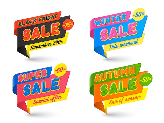 Vector sale banners template, hot, price tag, speech bubble