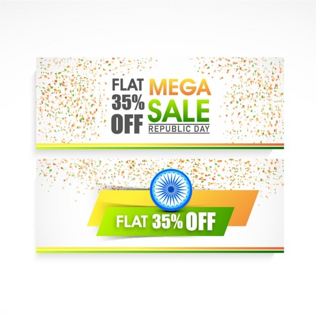 वेक्टर sale banners with confetti for indian republic day