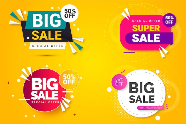 Sale  bannerset  discount promotion yellow concept