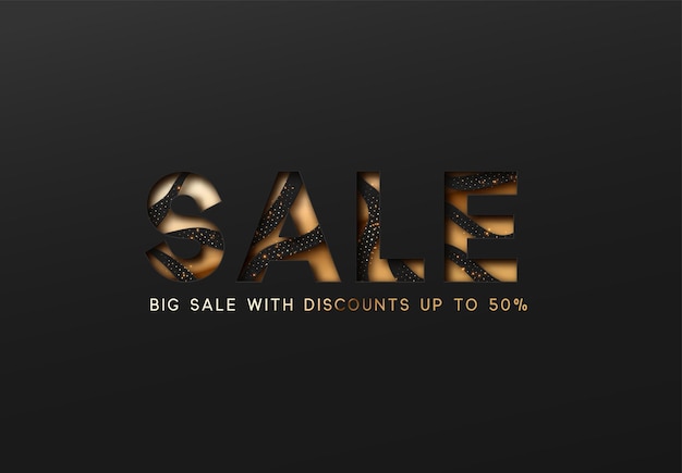 Sale black background. Clearance, discount, vector tag.