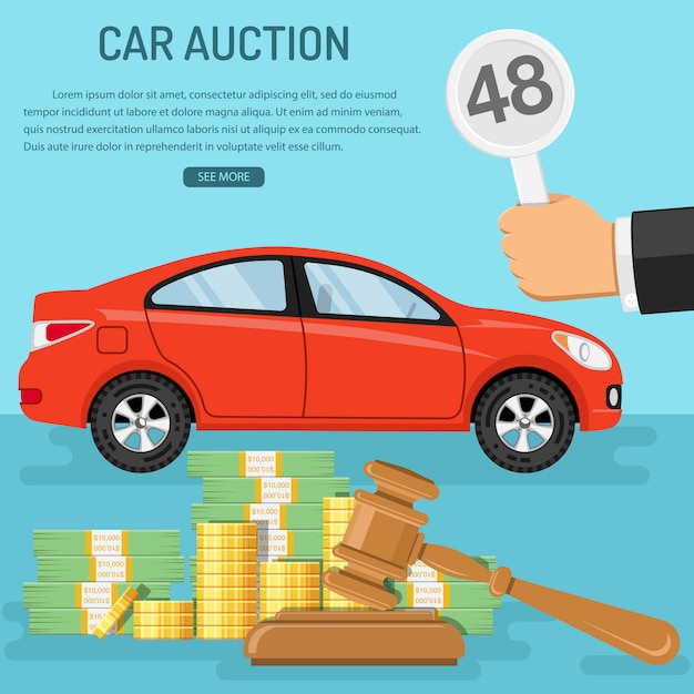 Vector sale car at auction web template