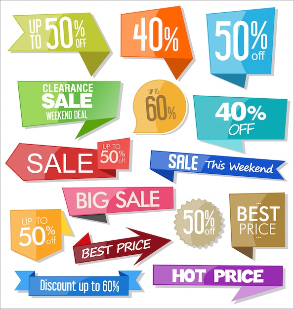 Sale colorful badges and stickers design illustration