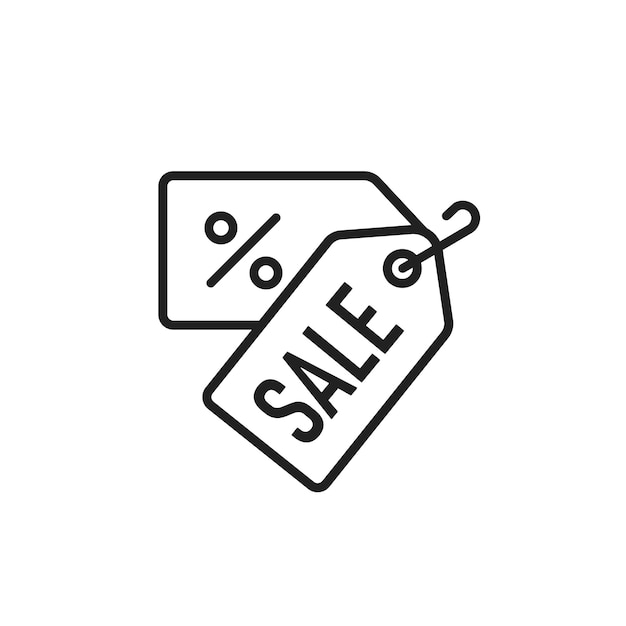 Sale coupon symbol discount icon label line simple sign Shop ticket illustration in vector flat