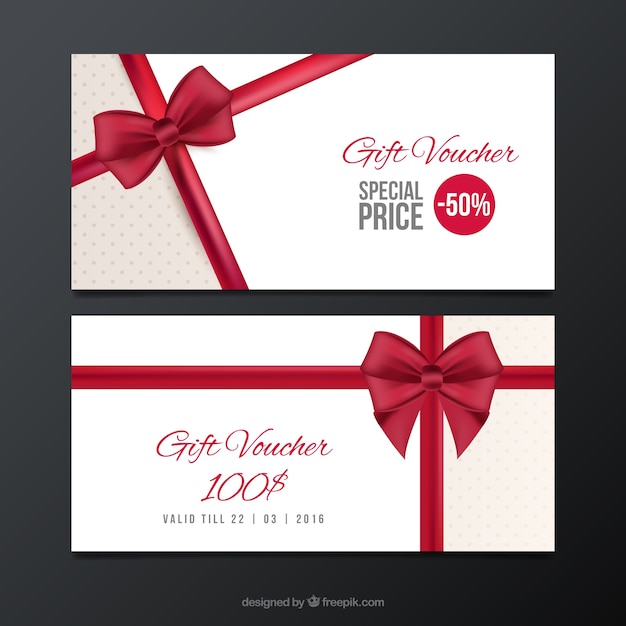 Sale coupons with a red bow