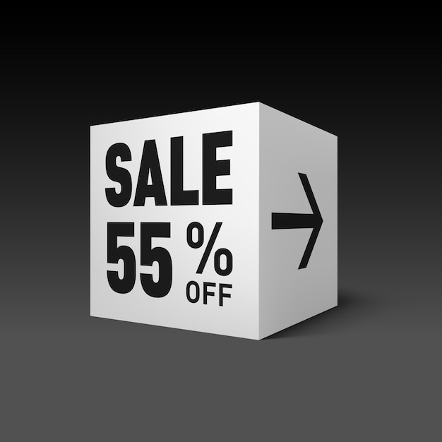 Vector sale cube isolated on black