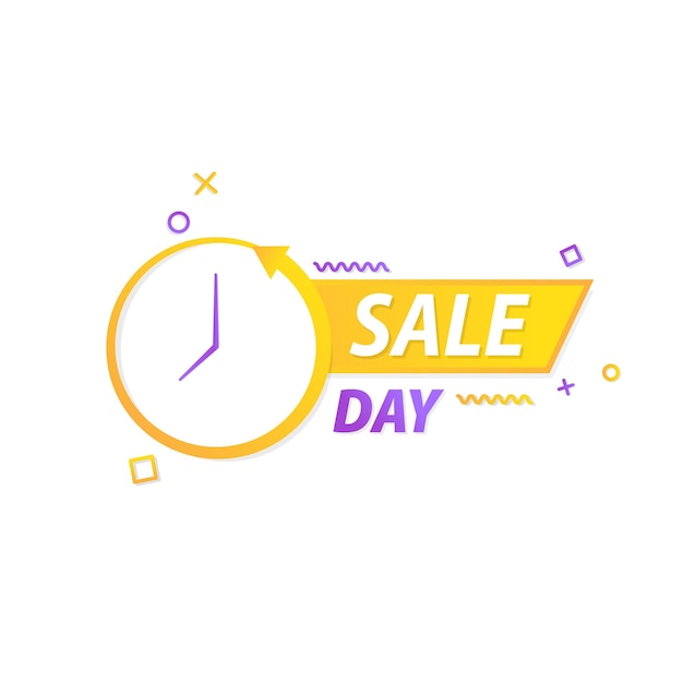 Sale day tag met klok