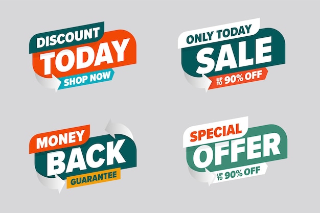 Vector sale discount banner with special offer money back guarantee.