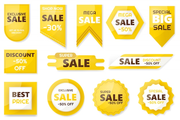 Vector sale and discount. emblems for big seasons sales