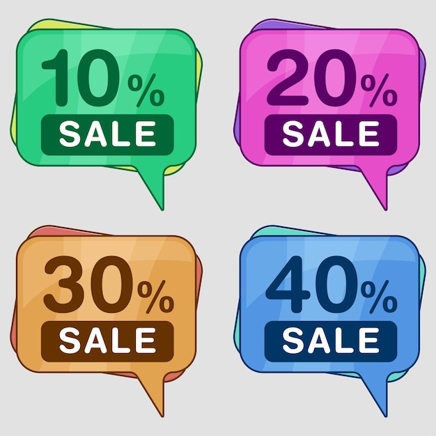 Sale Discount Label Icons Illustration in Cartoon Style