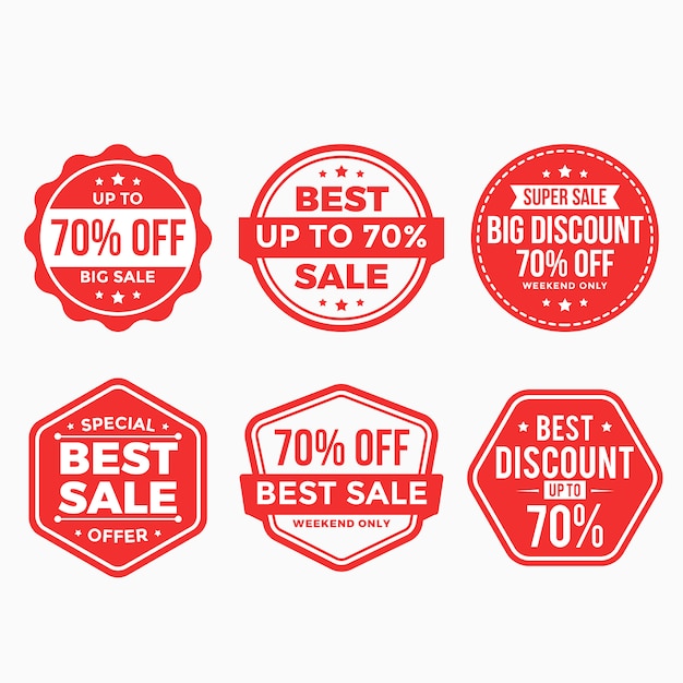 Sale Discount Labels Red Banner Tag Collection