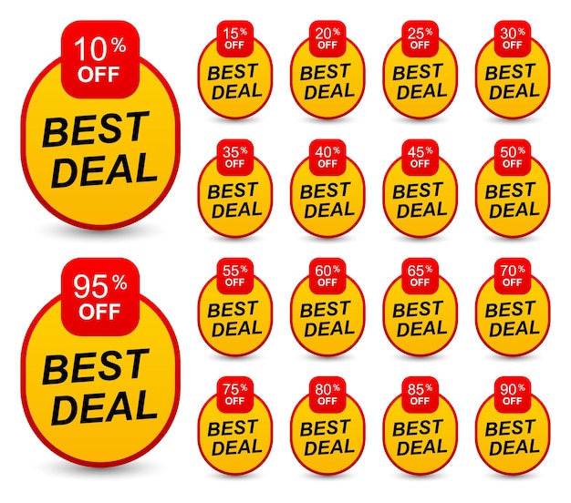 Sale and discount labels on white background