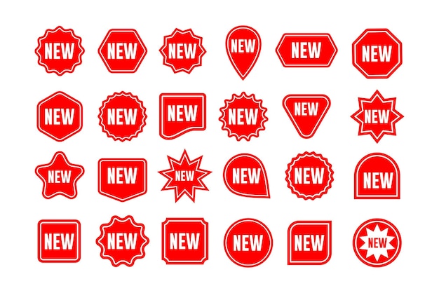 Vector sale discount new set red color emblem sticker badges offer template