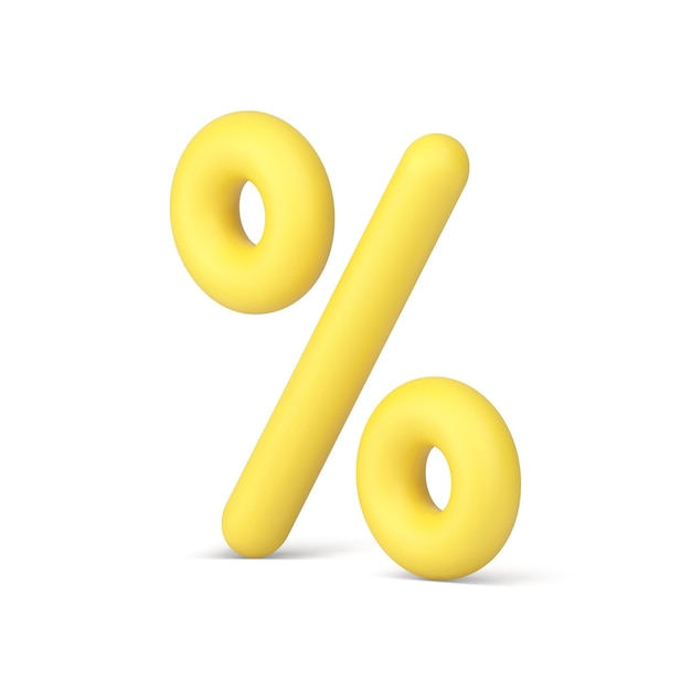 Sale discount percentage symbol 3d icon shopping retail commerce financial deal isometric realistic vector illustration Percent yellow sign store shop special offer accounting business banking badge