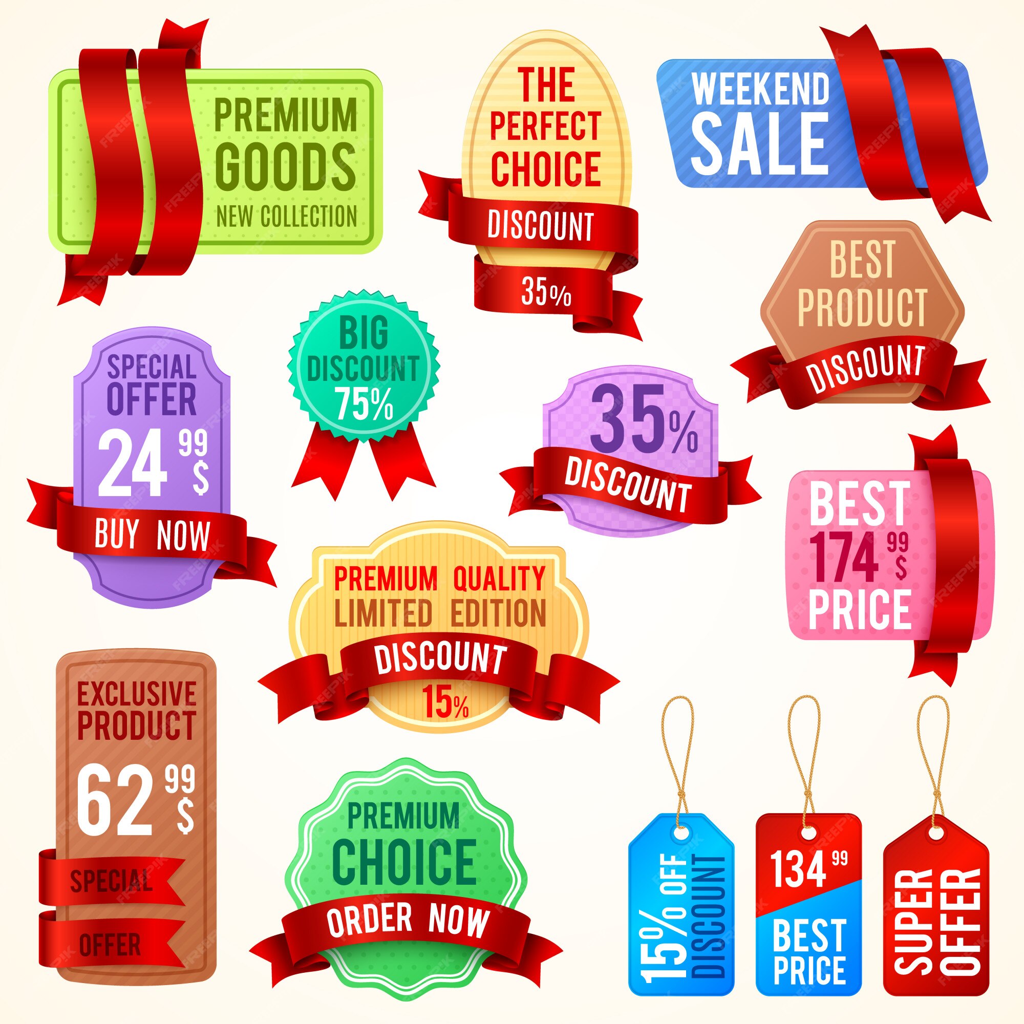 Discount tags product ads special offer badges Vector Image