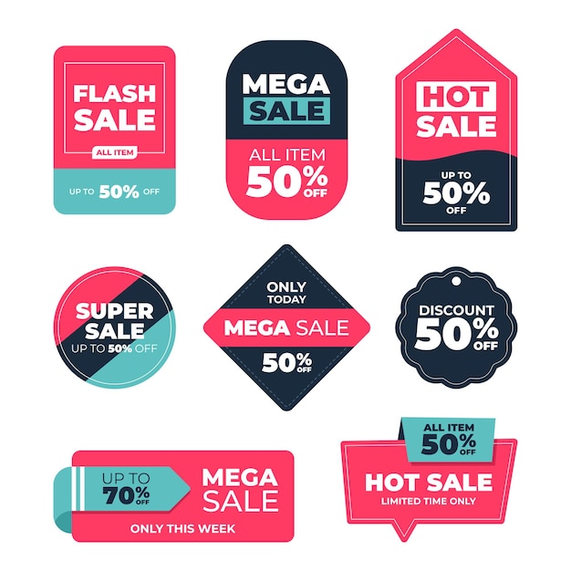 Sale discount tag label set vector