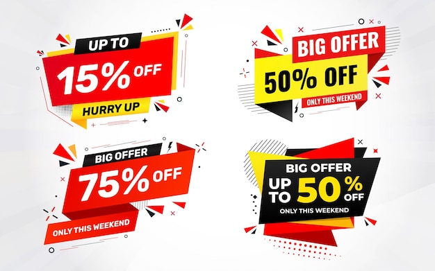 sale discount tag set with different percent promo price tag design product discount