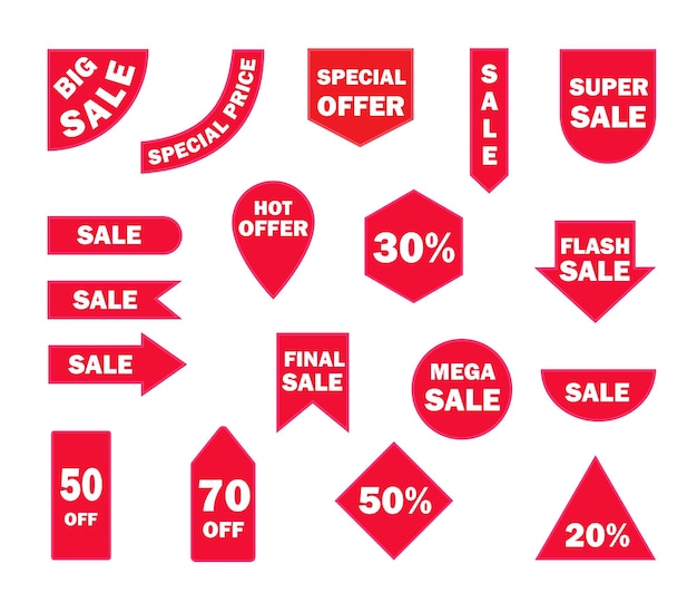 Sale discounts and price reductions Banners to sell discount offers Stickers with the best prices