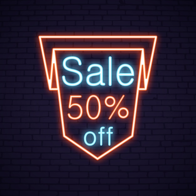 Sale Fifty Percent Off neon lettering