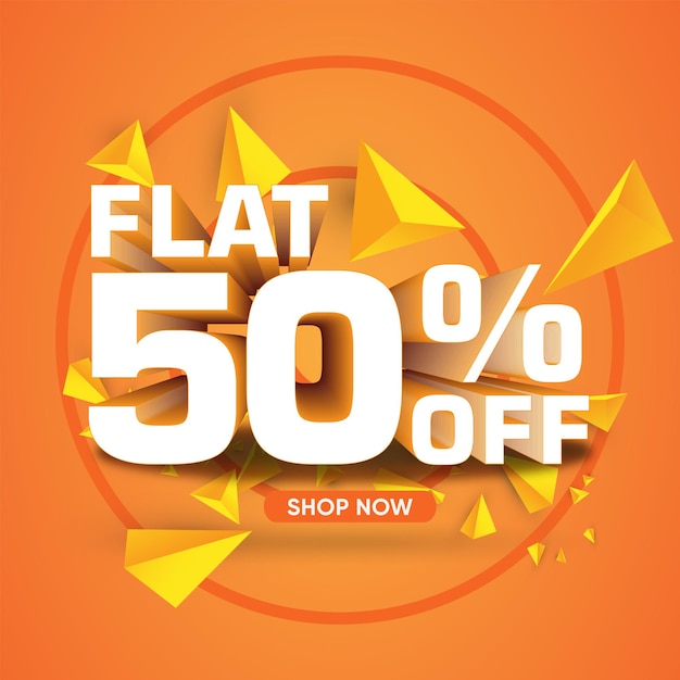 Sale Flat 50 korting Nu winkelen Vector banner