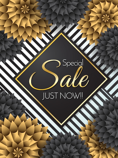 Sale flowers vector background for banner, poster, flyer