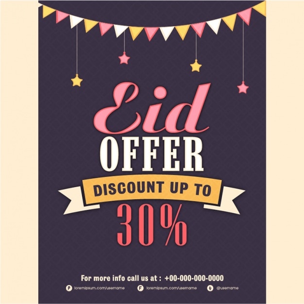 Vector sale flyer in flat ontwerp voor eid mubarak