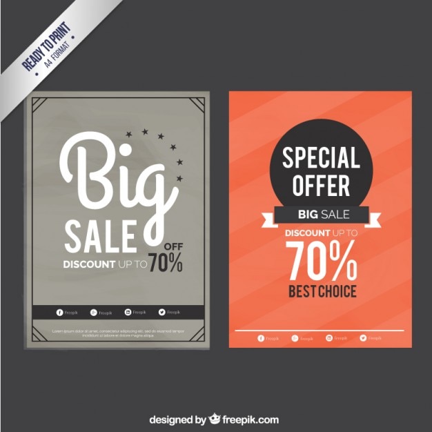 Vector sale flyers in retro style