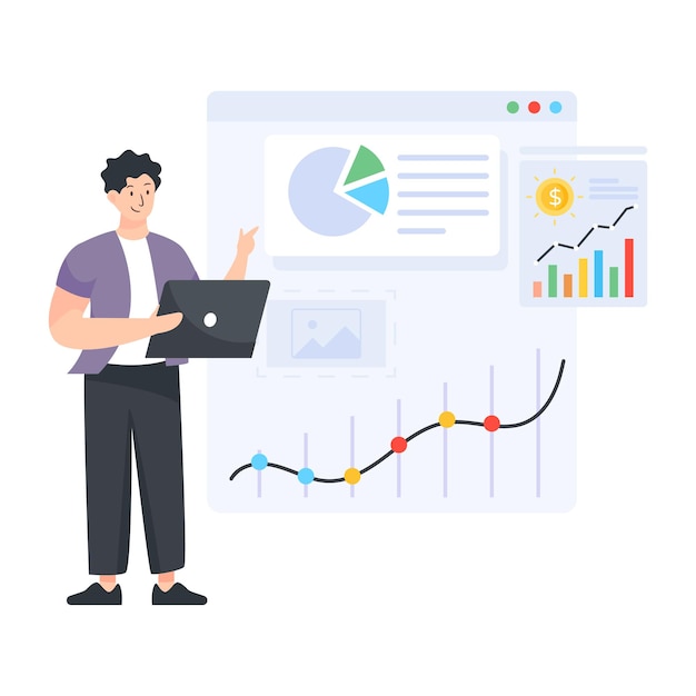 A sale forecasting flat editable illustration