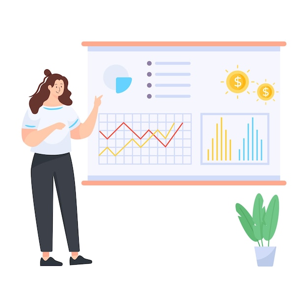 A sale forecasting flat editable illustration