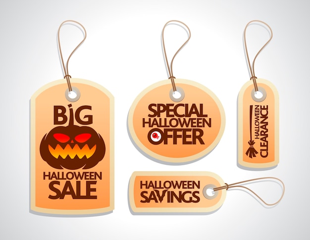 Sale Halloween Tags Set orange