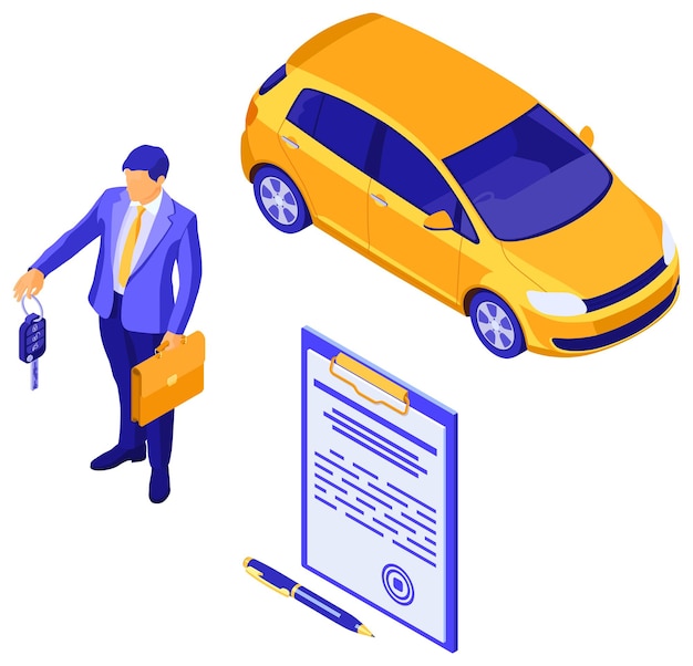 Sale Insurance Rental Sharing Car Isometric