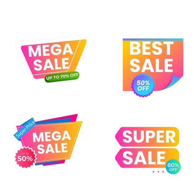 Sale Label collection set Set ribbon banner and label sticker sale offer and badge tag sale adverti