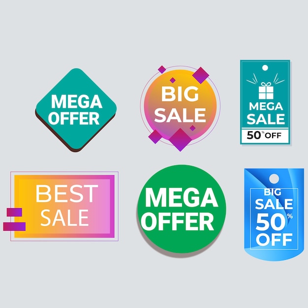 Sale Label collection set Set ribbon banner and label sticker sale offer and badge tag sale adverti