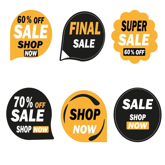 Vector sale label set with discount